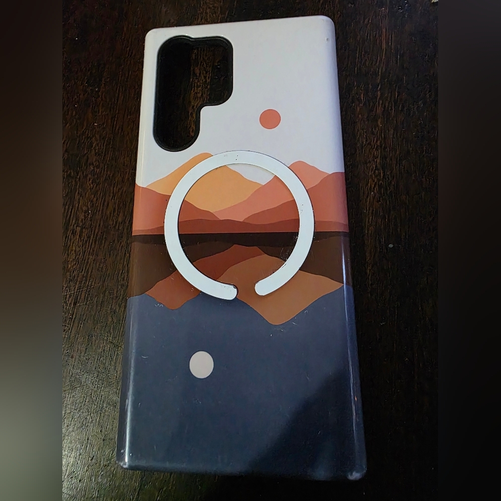 Scenic Mountain Design Phone Case - Black and Orange